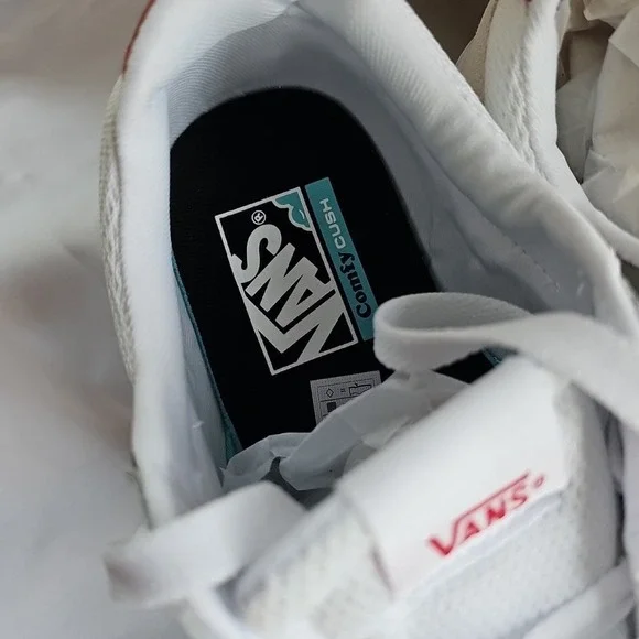 VANS Lowland CC Unisex US W10/ M8.5 TENNIS SHOE VN000BWBWRQ white/red/grey - Picture 6 of 10